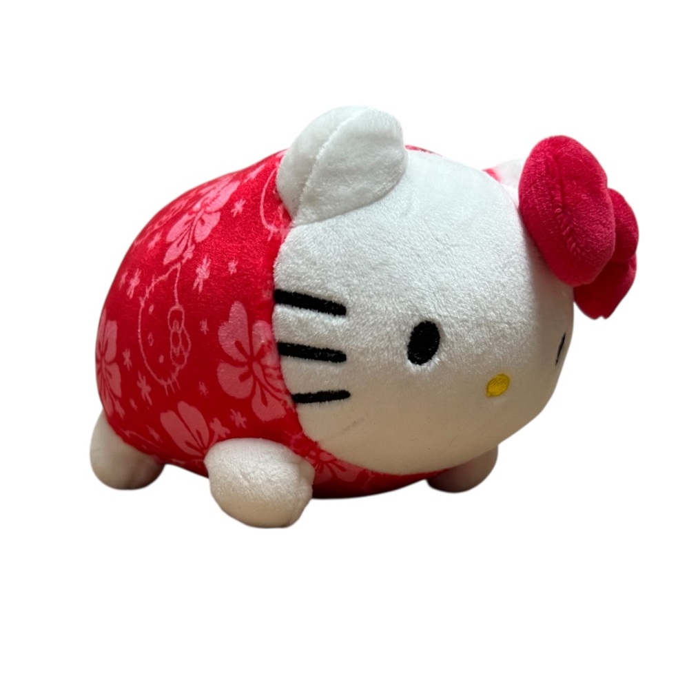 NWT Hello Kitty Hawaii Plush Red White with Bow & Flowers